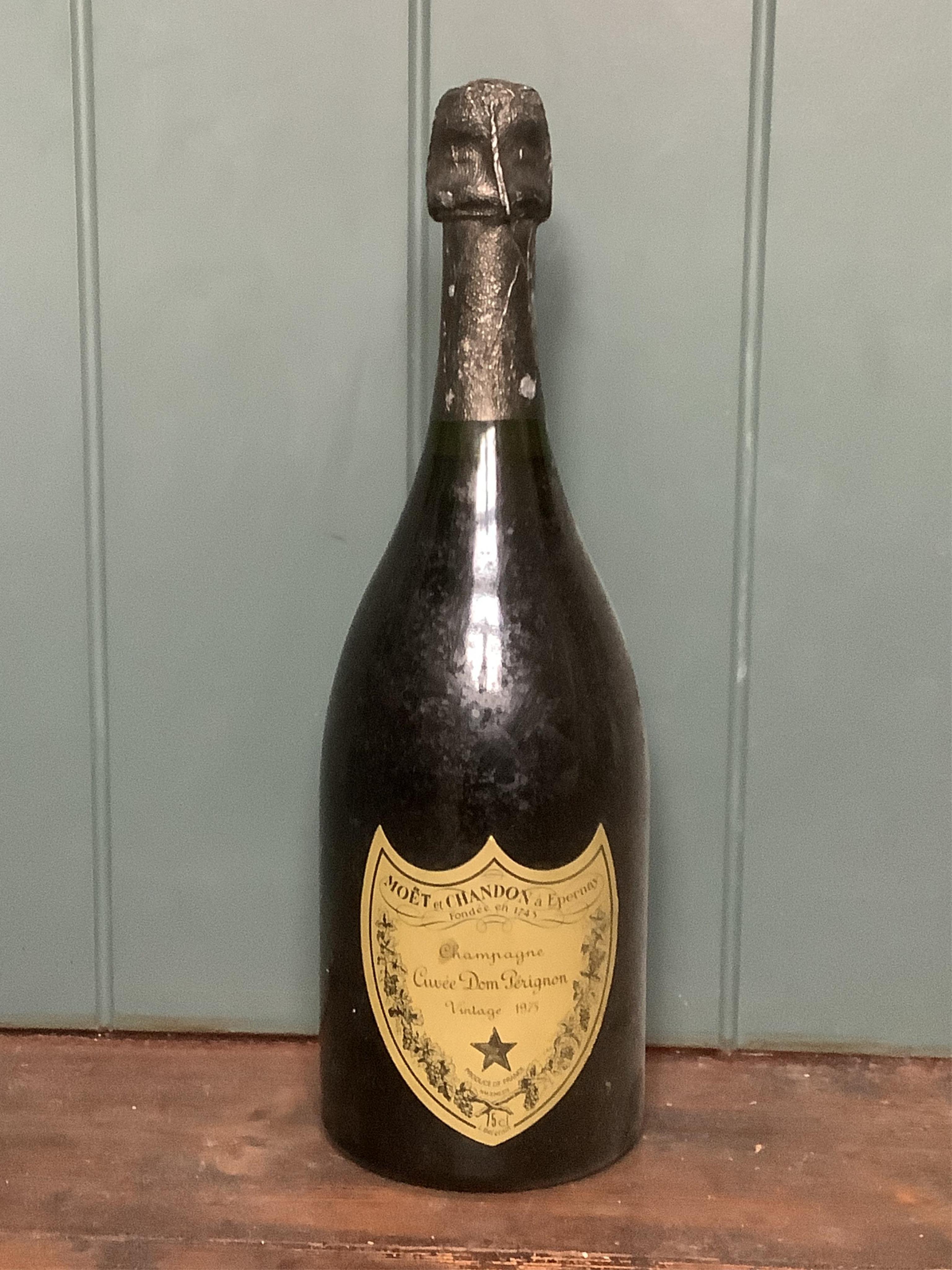 A bottle of Dom Perignon champagne, Vintage 1975. Condition - good